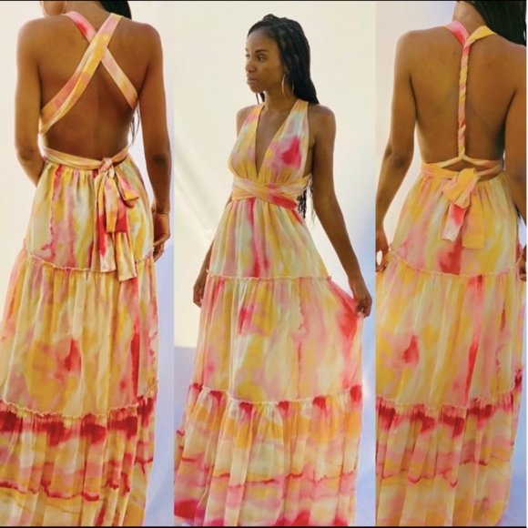 L'ATISTE Dresses & Skirts - Yellow MultiColor Maxi Dress (S/M)